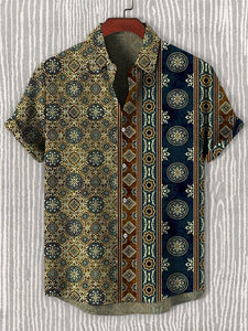 Men's Retro Ethnic Pattern Art Print Casual Shirt