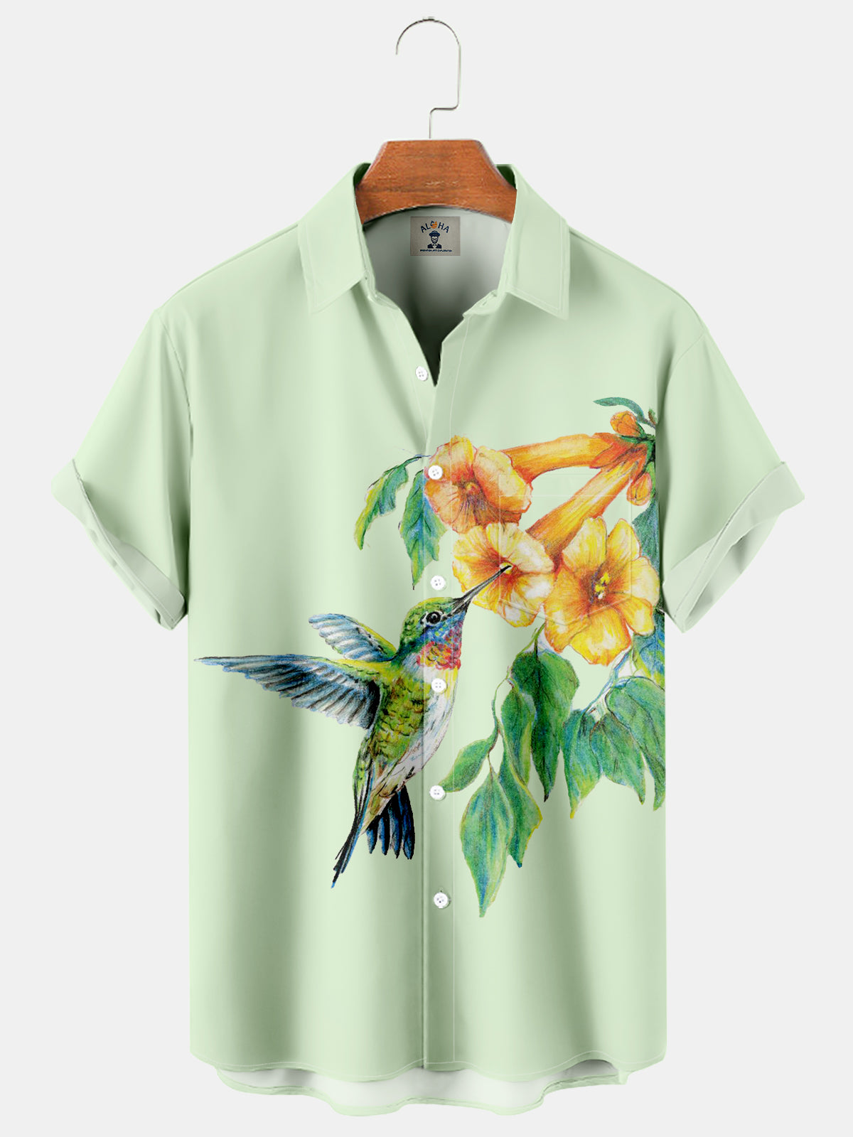 Hawaiian Crayon Print Pocket Short Sleeve Shirt-Garamode