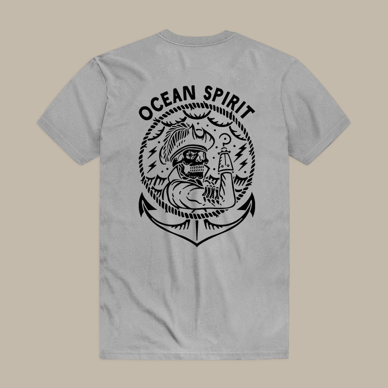 Ocean Spirit Skull Printed Men's T-shirt