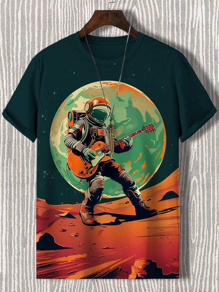 Men's Dream Astronaut Immersive Music Print T-Shirt