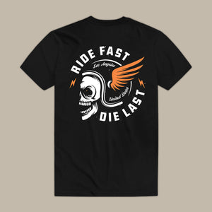 Ride Fast Die Last Skull Helmet T-Shirt