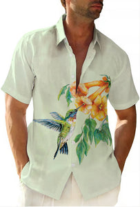 Hawaiian Crayon Print Pocket Short Sleeve Shirt-Garamode