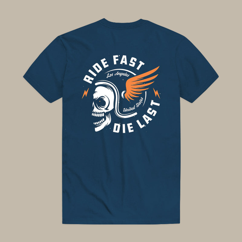 Ride Fast Die Last Skull Helmet T-Shirt