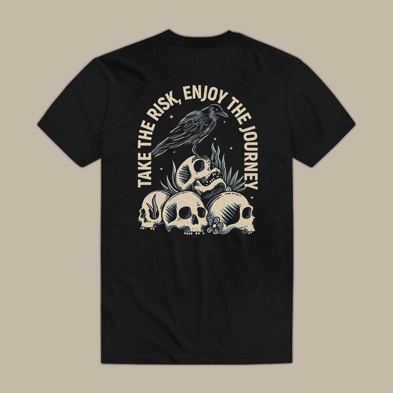 Take The Risk, Enjoy The Journey Skull Print Men's T-shirt