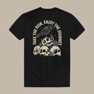 Take The Risk, Enjoy The Journey Skull Print Men's T-shirt