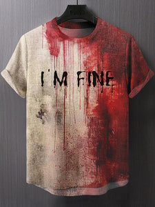 Men's Halloween Bloody I'm Fine Art Print T-Shirt