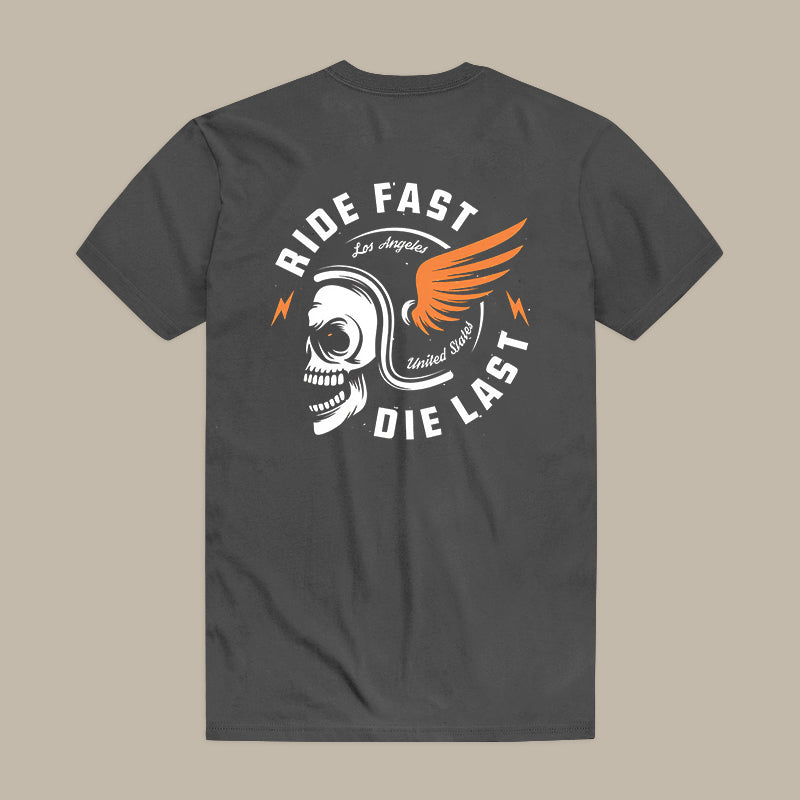 Ride Fast Die Last Skull Helmet T-Shirt