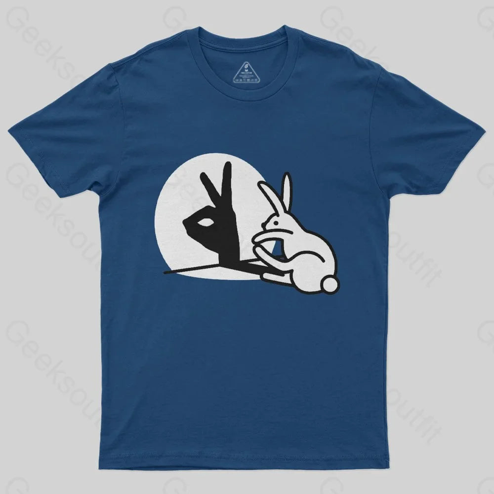 Funny Rabbit Hand Shadow Puppets Bunny Figure Pop Art T-Shirt - Geeksoutfit