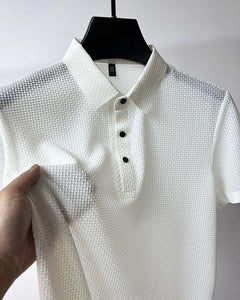 Men's Comfortable and Breathable Summer Mesh Waffle Short Sleeve Polo Shirt