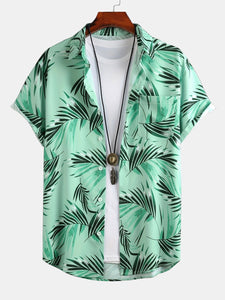 Leaf Print Button Up Shirt