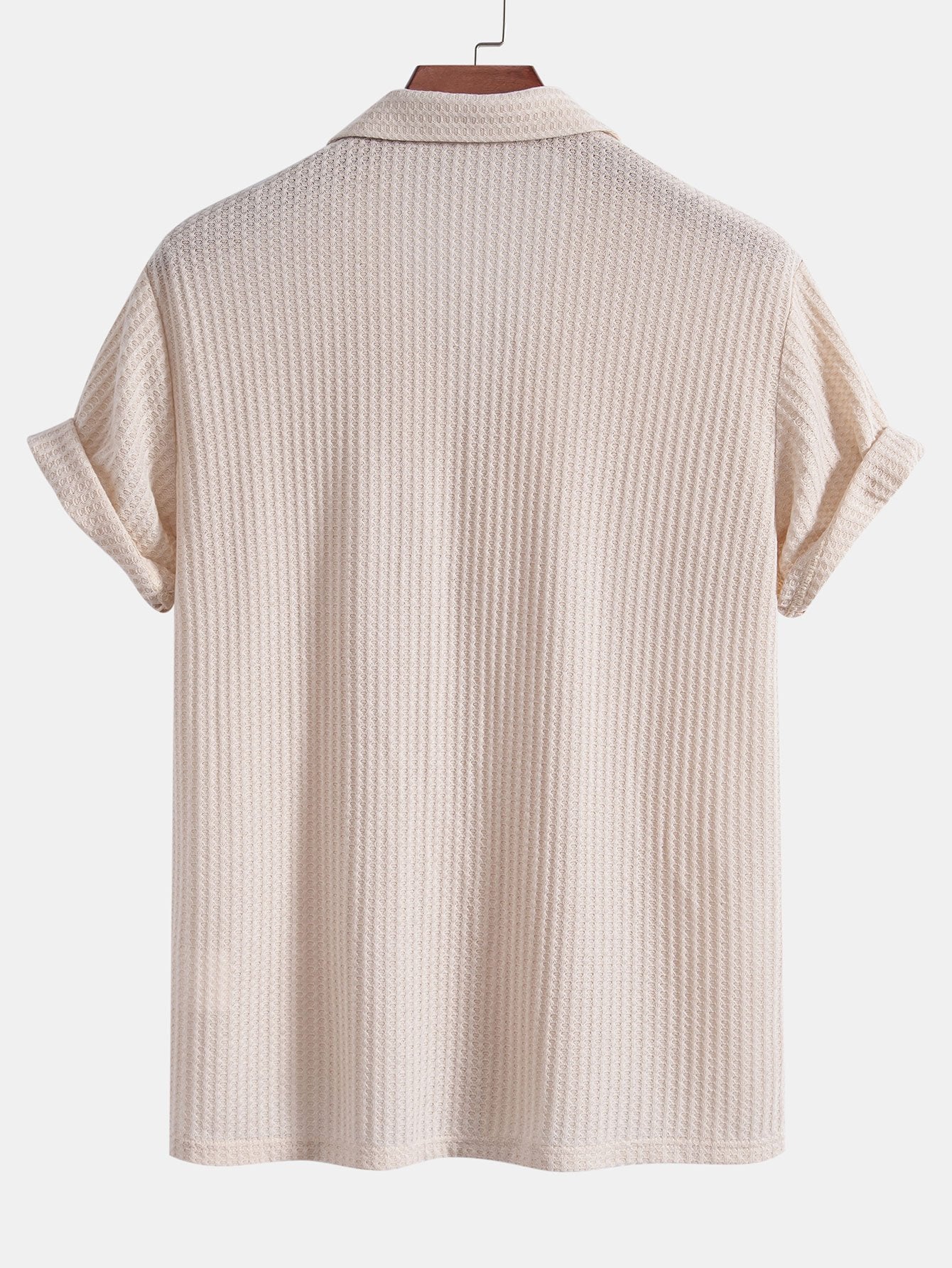 Short Sleeve Knitted Waffle Cuban Shirt