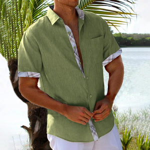 Men's Hawaiian Beach Vacation Shirt Short Sleeve Cardigan Shirt 30392651X