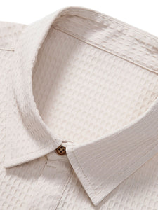 Waffle Polo Collar Shirt With Pocket