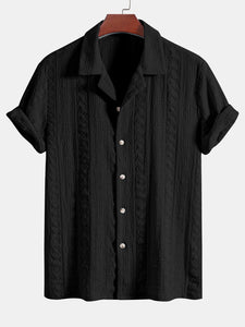 Geometric Jacquard Textured Cuban Shirt