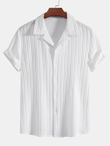 Striped Jacquard Cuban Collar Shirt