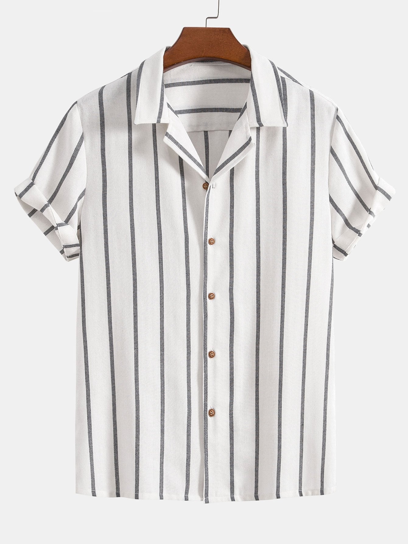 Cotton Blend Striped Cuban Shirt