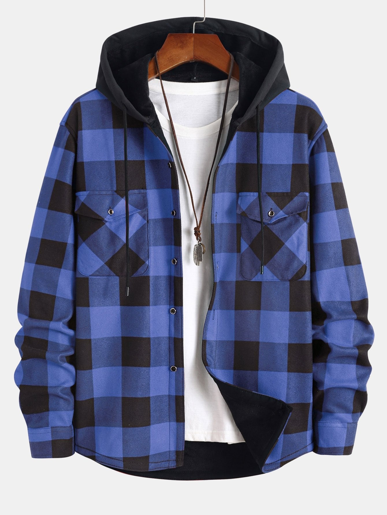 Flannel Fleece Lined Hooded Shirt