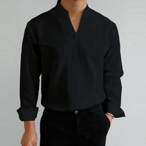 Men's Stand Collar Fitted Long Sleeve Shirt 47663072M