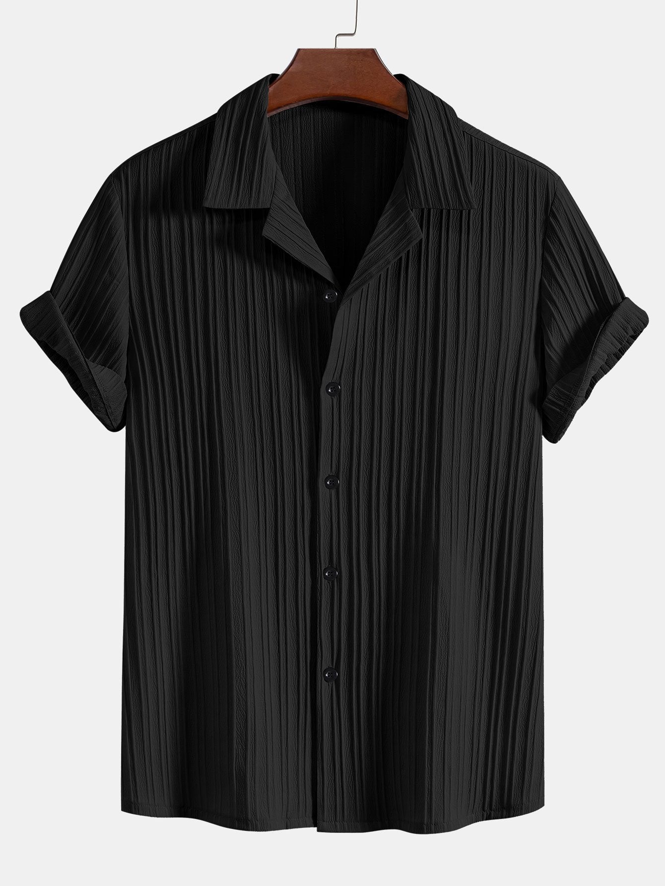 Striped Jacquard Cuban Collar Shirt