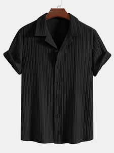 Striped Jacquard Cuban Collar Shirt