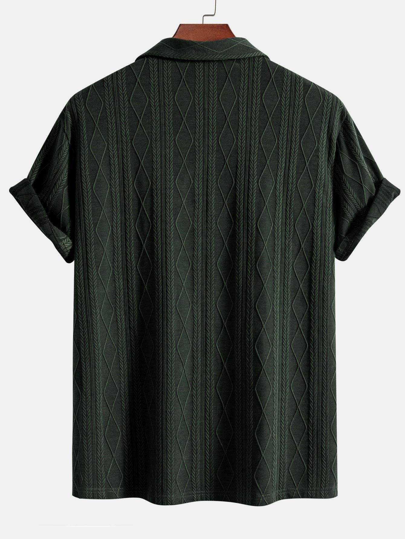 Knitted Geometric Rhombus Jacquard Cuban Shirt