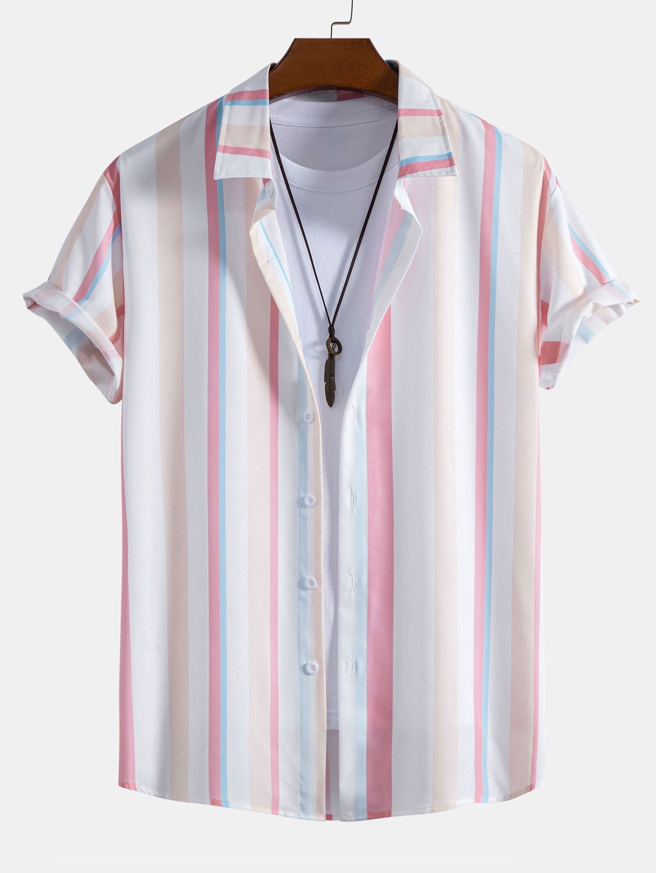 Colorful Striped Print Button Up Shirt