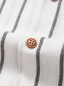 Cotton Blend Striped Button Up Shirt