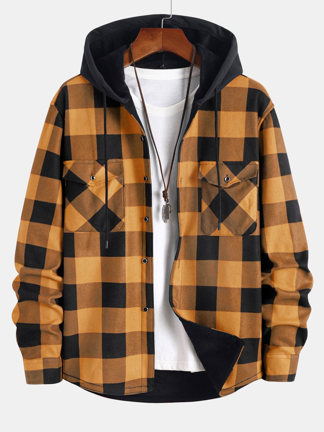 Flannel Fleece Lined Hooded Shirt