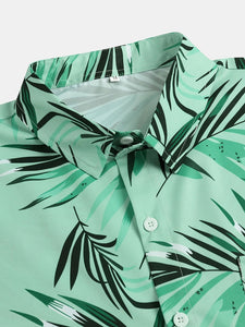 Leaf Print Button Up Shirt