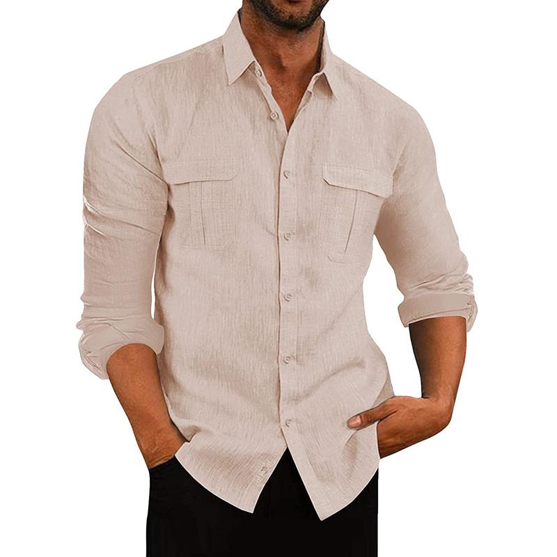 Men's Lapel Long Sleeve Resort Shirt 55426076X