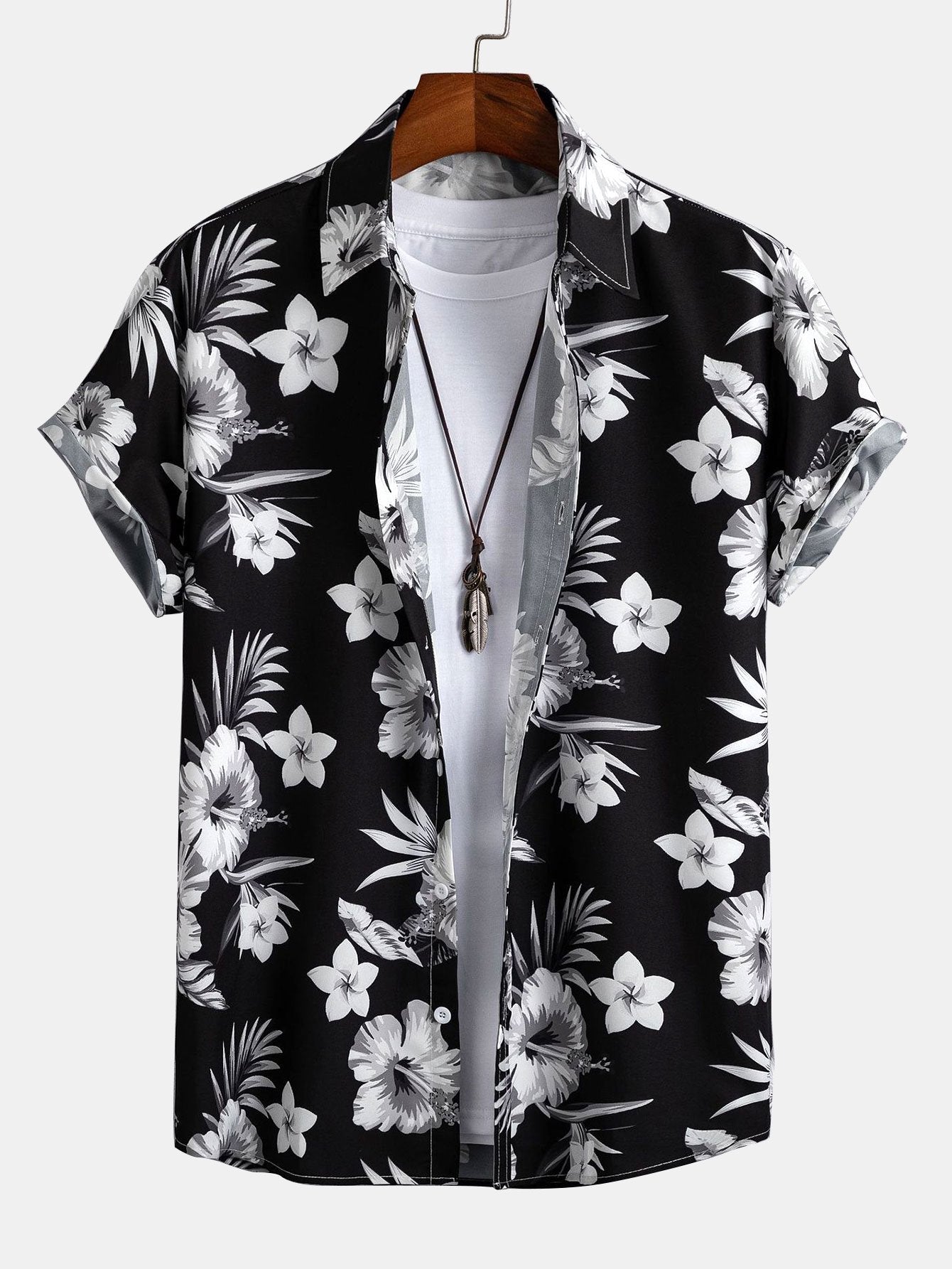 Tropical Floral Print Button Up Shirt