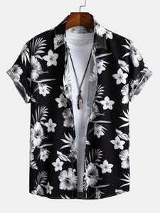 Tropical Floral Print Button Up Shirt