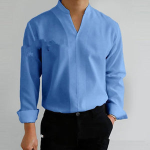 Men's Stand Collar Fitted Long Sleeve Shirt 47663072M