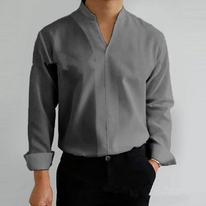 Men's Stand Collar Fitted Long Sleeve Shirt 47663072M