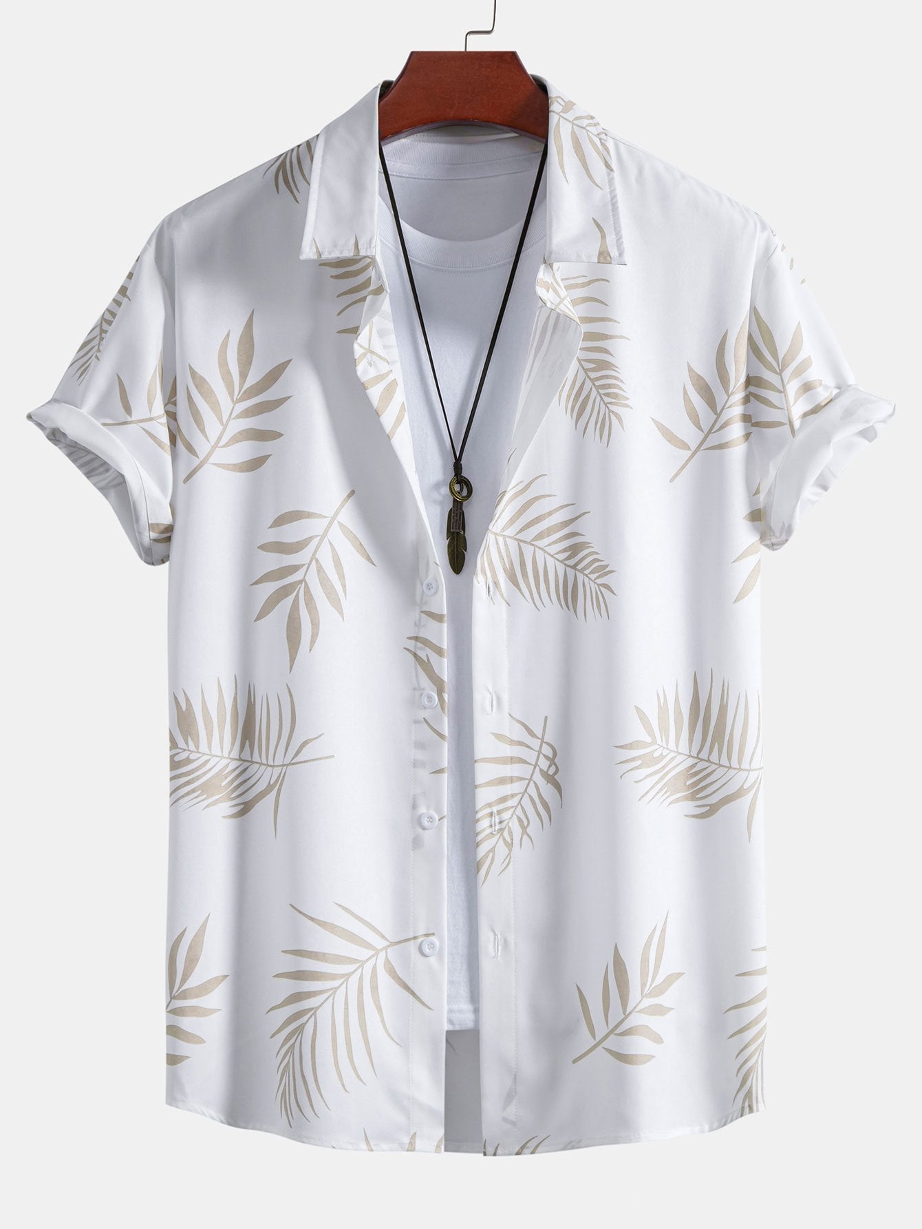 Leaf Print Button Up Shirt