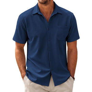 Men's Casual Cotton Blend Short Sleeve Shirt 44487570X