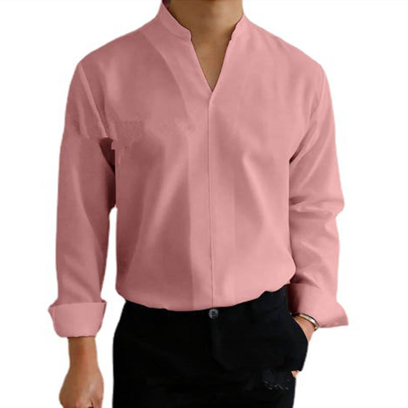 Men's Stand Collar Fitted Long Sleeve Shirt 47663072M