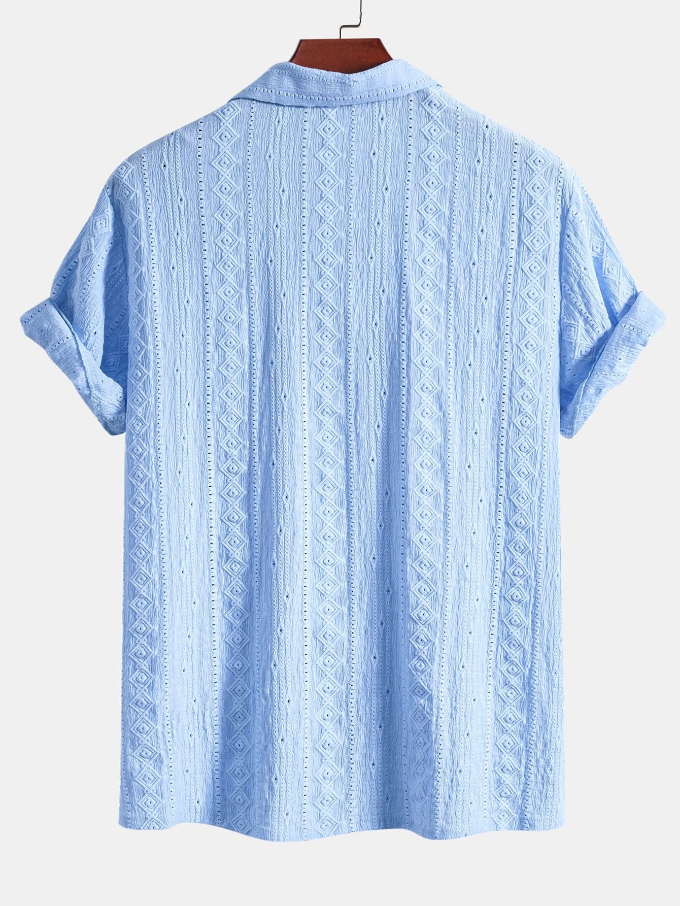 Geometric Jacquard Textured Cuban Shirt