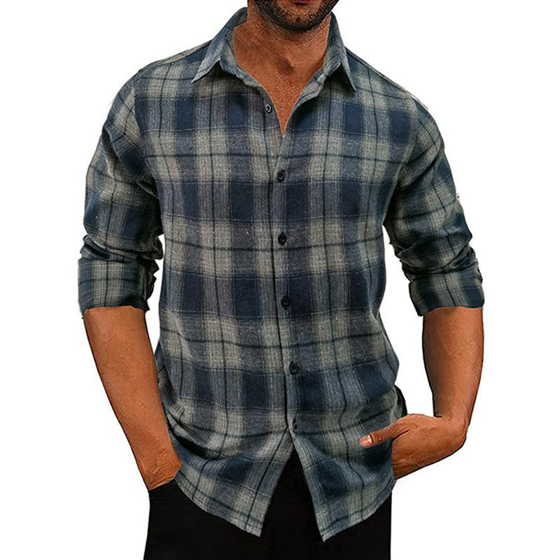 Men's Flannel Plaid Long Sleeve Shirt 26185028X