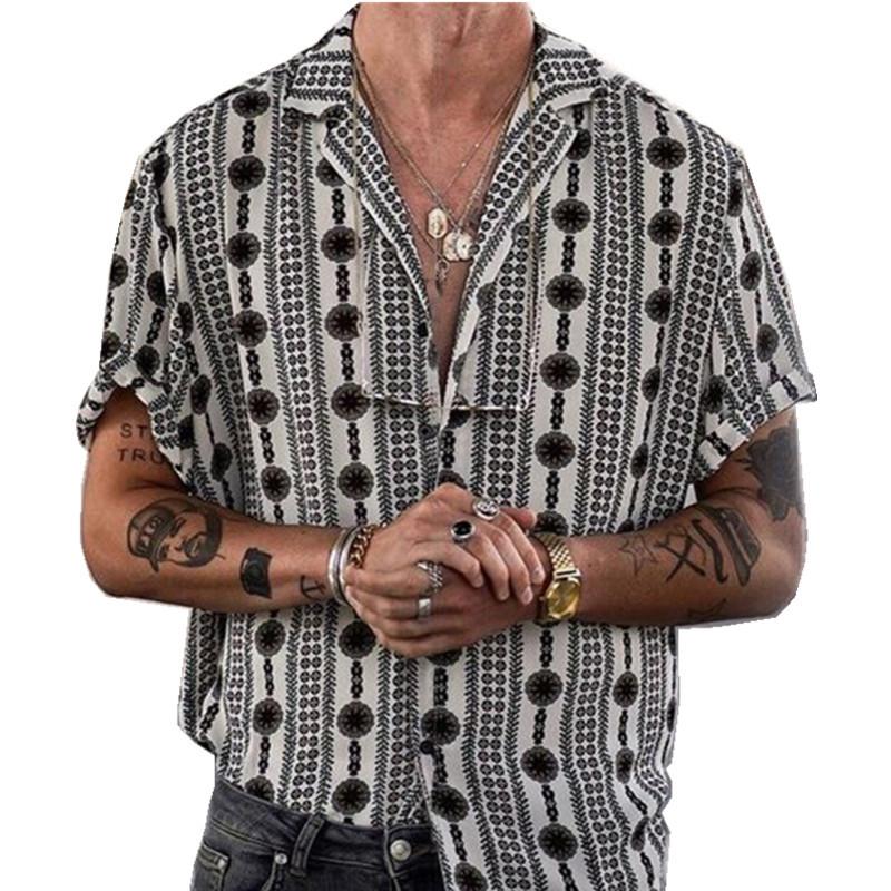 Men's Lapel Print Casual Shirt 68110811X