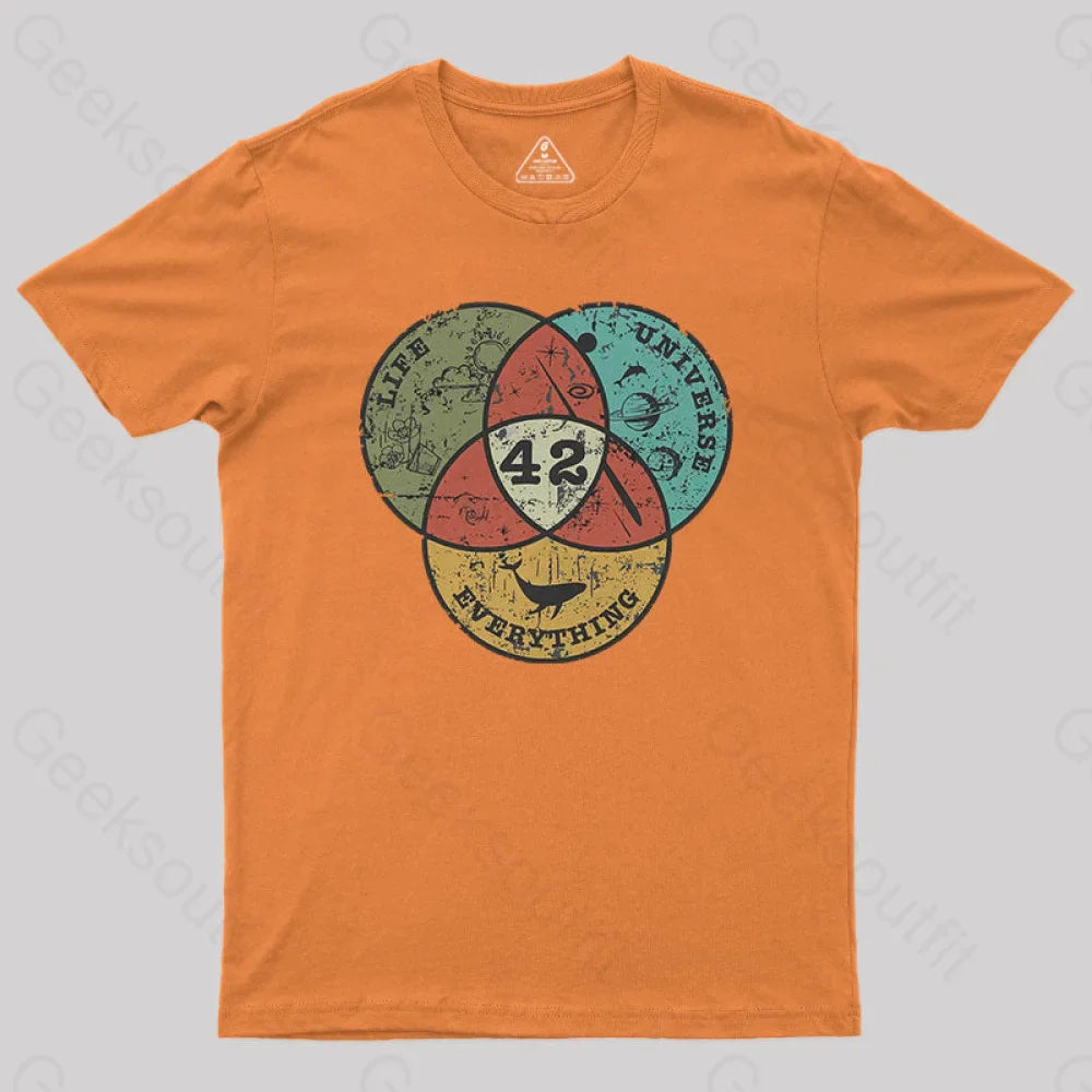 Life The Universe & Everything Nerdy Graphic T-Shirt Orange / S