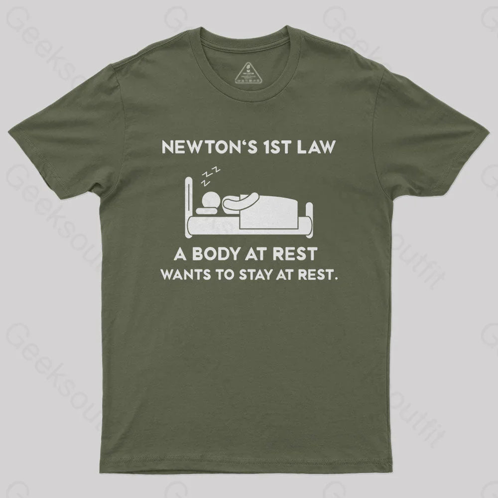 Newton’s First Law T-Shirt Army Green / S