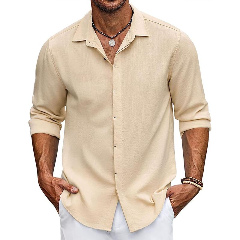 Men's Solid Loose Lapel Half Sleeve Casual Shirt 11755231Z