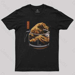 The Great Wave Of Coffee T-Shirt Black / S