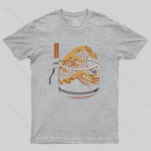 The Great Wave Of Coffee T-Shirt Grey / S