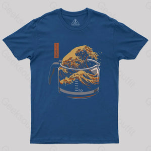 The Great Wave Of Coffee T-Shirt Navy / S