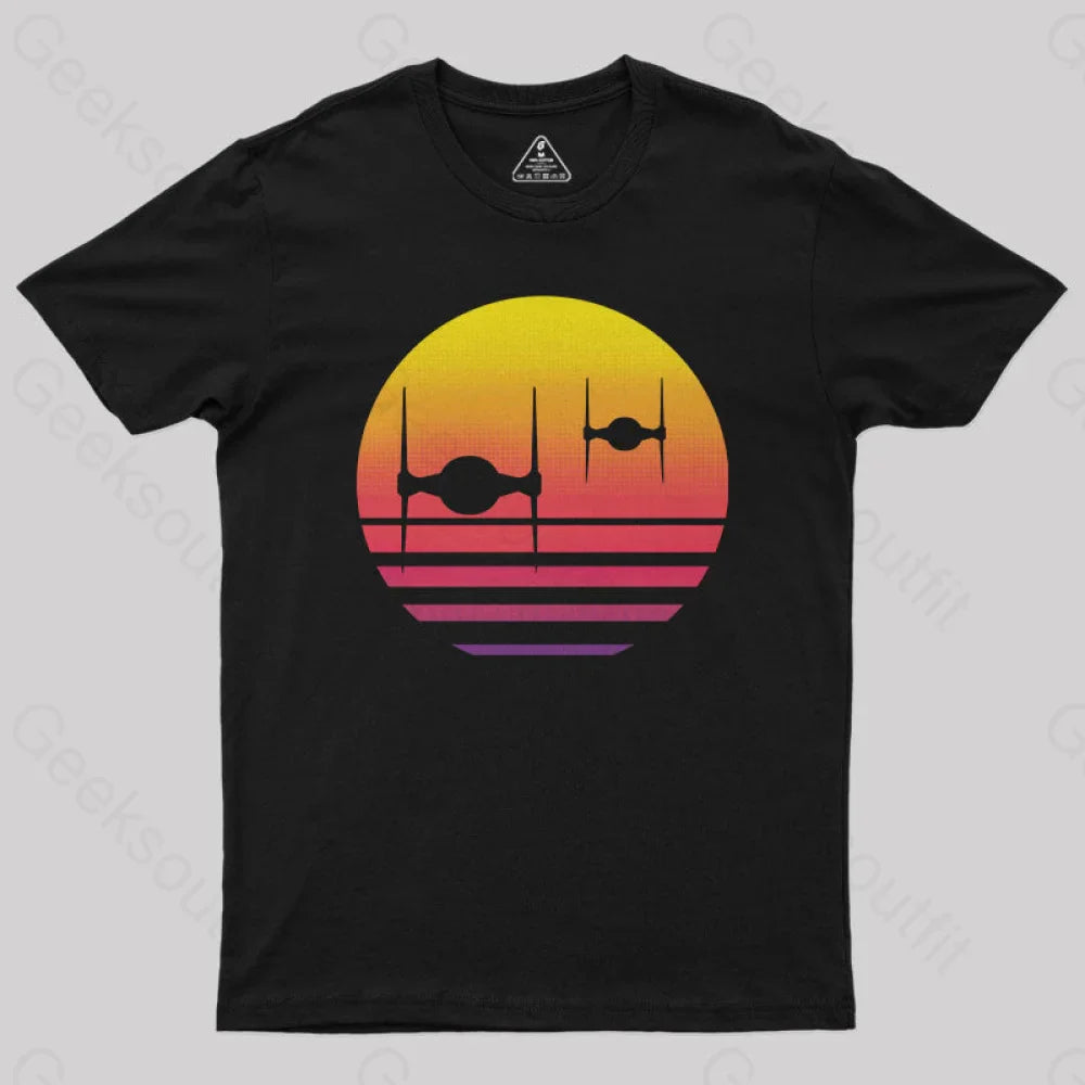 Tie Fighter Sunset Geek Squad T-Shirt Black / S