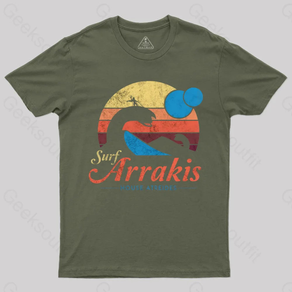 Visit Arrakis Nerd T-Shirt Army Green / S