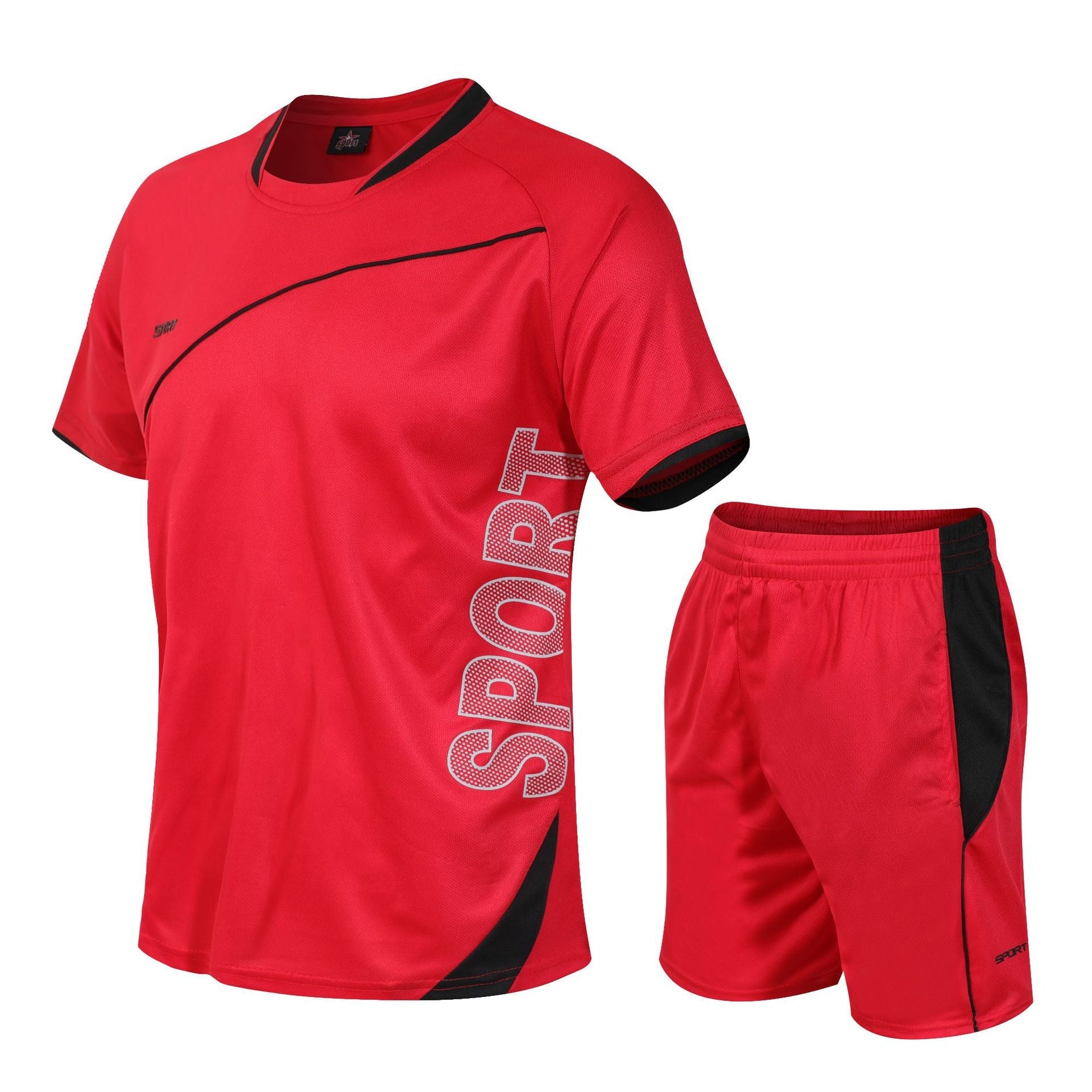 Plus Size Men's Sports Casual Short Sleeved Set