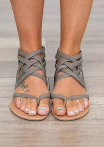 Summer Cross Tied Zipper Flat Sandals